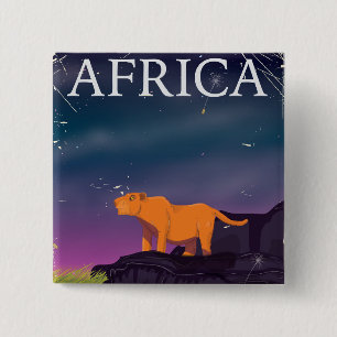 Badge Carré 5 Cm Affiche vintage de grand félin africain