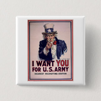 Badge Carré 5 Cm Affiche vintage de recrutement d'armée d'Oncle Sam