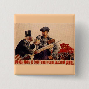 Badge Carré 5 Cm Affiches de propagande d'Union Soviétique de