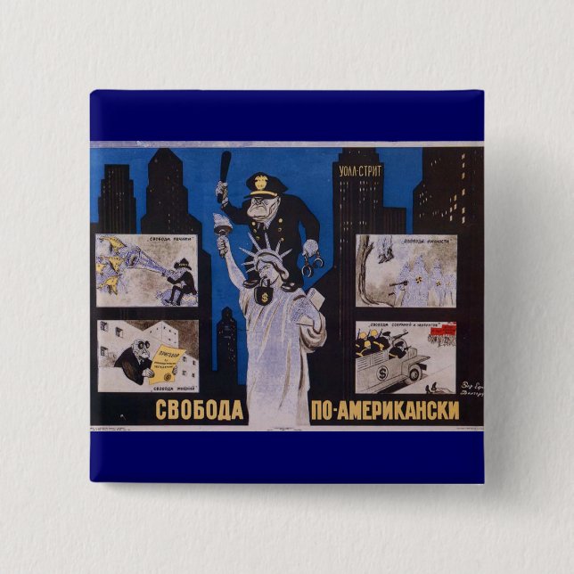 Badge Carré 5 Cm Affiches de propagande d'Union Soviétique de (Devant)