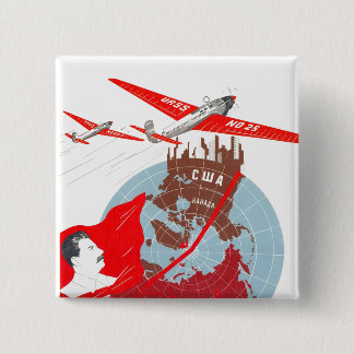 Badge Carré 5 Cm Affiches de propagande d'Union Soviétique de