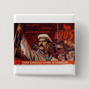Badge Carré 5 Cm Affiches de propagande d'Union Soviétique de