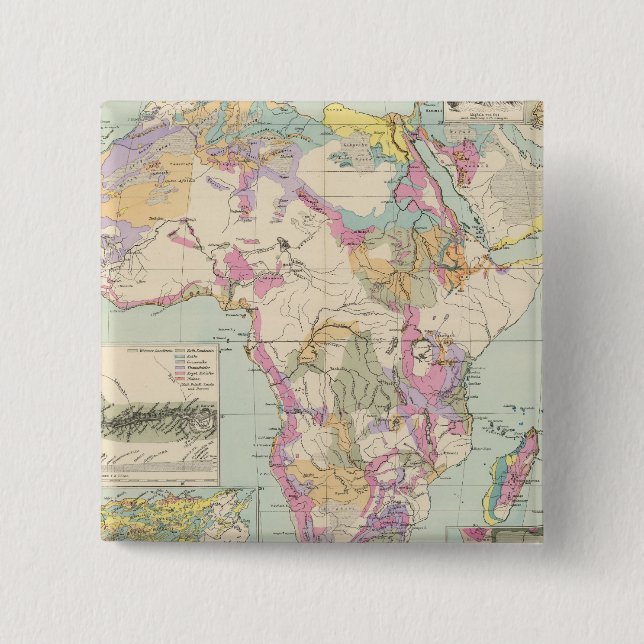 Badge Carré 5 Cm Afrika - Carte Atlas de l'Afrique (Devant)