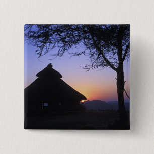 Badge Carré 5 Cm Afrique, Éthiopie, région du fleuve Omo, Coucher d