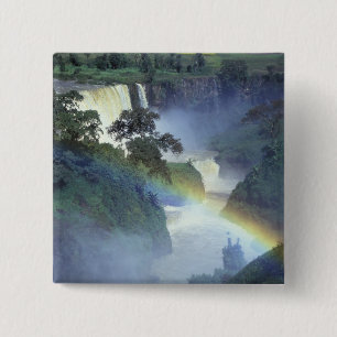 Badge Carré 5 Cm Afrique, Éthiopie, rivière Nil Bleu, cataracte.