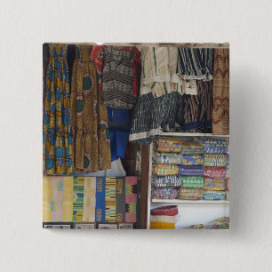 Badge Carré 5 Cm Afrique, Ghana, Accra. Accra Textile & Artisanat