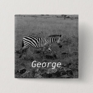Badge Carré 5 Cm Afrique Kenya Zèbre à l'état sauvage