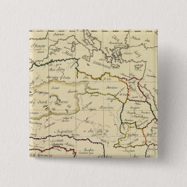 Badge Carré 5 Cm Afrique, Méditerranée (Devant)