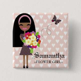 Badge Carré 5 Cm AFRO-AMÉRICAIN de PIN de la FILLE 311-FLOWER