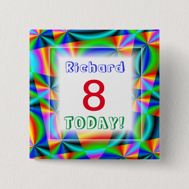 Badge Carré 5 Cm Âge personnalisable Rainbow Quilt (Devant)