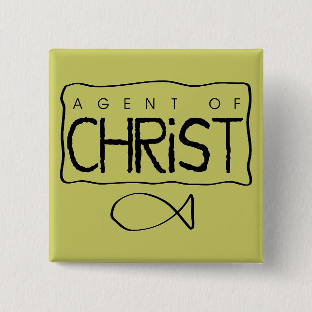 Badge Carré 5 Cm Agent de bouton du Christ (Devant)