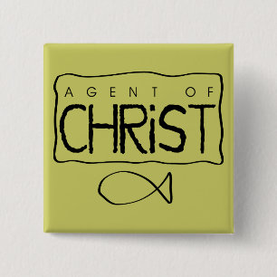 Badge Carré 5 Cm Agent de bouton du Christ