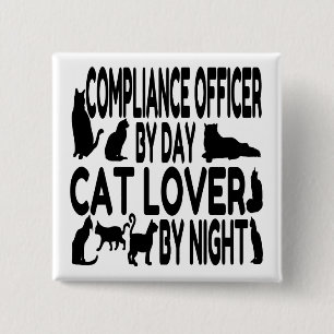 Badge Carré 5 Cm Agent de conformité Amoureux des chats