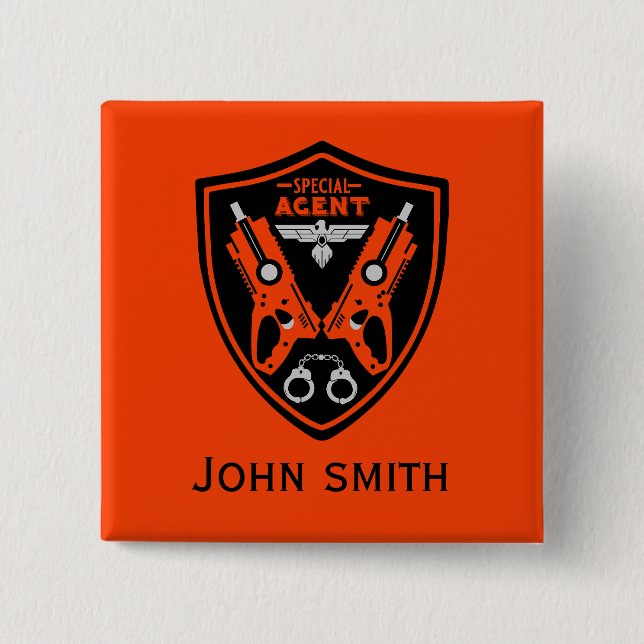 Badge Carré 5 Cm Agent spécial (Devant)