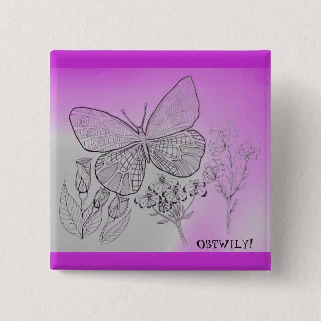 Badge Carré 5 Cm Ah, par la manière, je t'aime ! - Bouton d'OBTWILY (Devant)