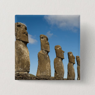 Badge Carré 5 Cm Ahu Akivi, Rapa Nui, île de Pâques, Chili 2