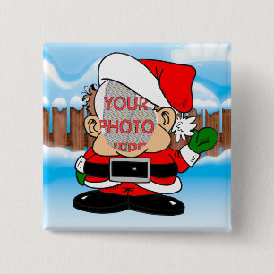 Badge Carré 5 Cm Aide de Père Noël de photo personnalisable