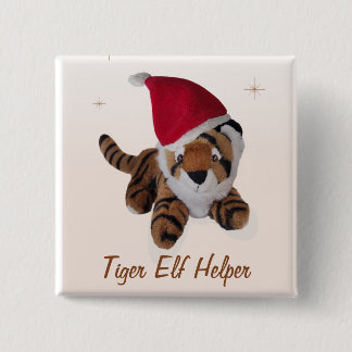 Badge Carré 5 Cm Aide d'Elf de tigre dans l'étiquette de nom