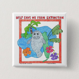 Badge Carré 5 Cm Aide me sauver de l'extinction