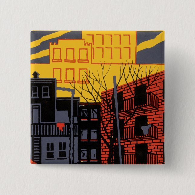 Badge Carré 5 Cm Aidez votre quartier (Devant)