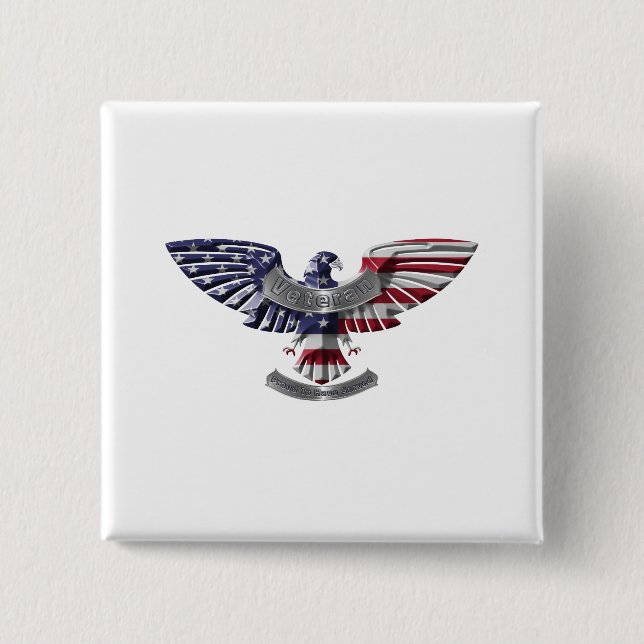 Badge Carré 5 Cm Aigle américain vétéran “Fier d'avoir servi” (Devant)