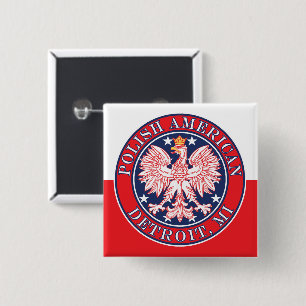 Badge Carré 5 Cm Aigle polonaise de Detroit Michigan
