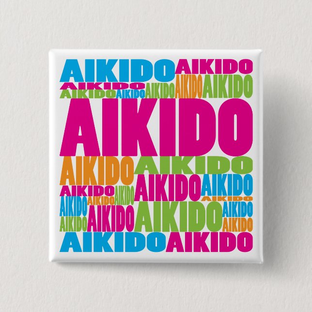 Badge Carré 5 Cm Aikido coloré (Devant)