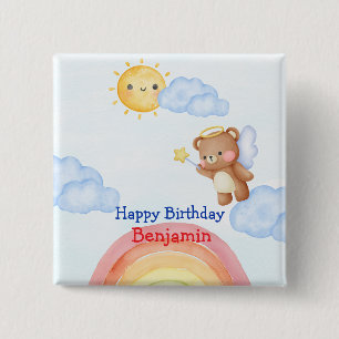 Badge Carré 5 Cm Aile d'ours en peluche mignonne Angle fête d'anniv