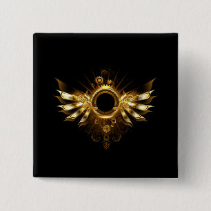Badge Carré 5 Cm Ailes de Steampunk
