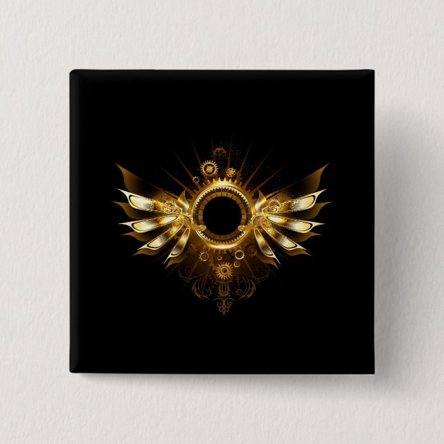 Badge Carré 5 Cm Ailes de Steampunk (Devant)