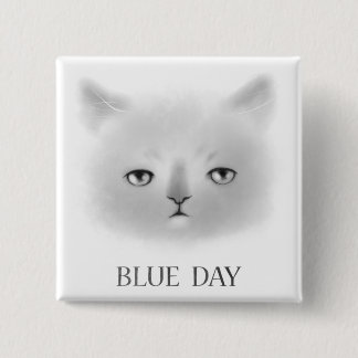 Badge Carré 5 Cm Aimant bleu du jour du chat