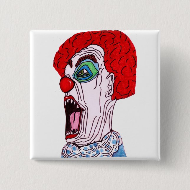 Badge Carré 5 Cm Aimant CLOWN DERANGÉ (Devant)