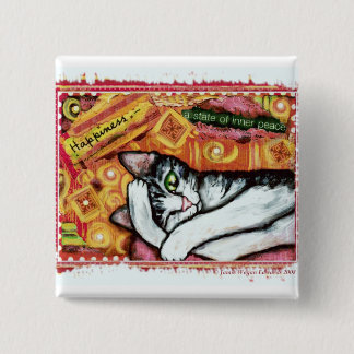 Badge Carré 5 Cm Aimant de réfrigérateur d'art de chat de zen