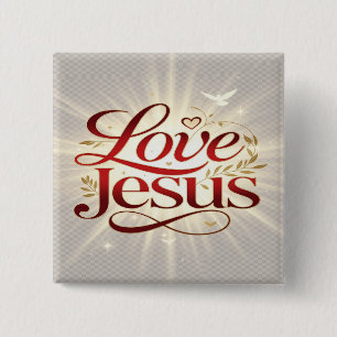 Badge Carré 5 Cm Aime Jésus