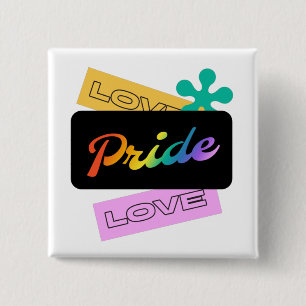 Badge Carré 5 Cm Aimez l'amour de fierté. LGBT+pride. Arc-en-ciel