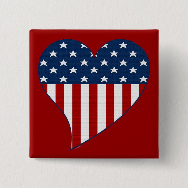 Badge Carré 5 Cm Aimez les Etats-Unis (Devant)