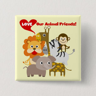 Badge Carré 5 Cm Aimez nos amis animaux
