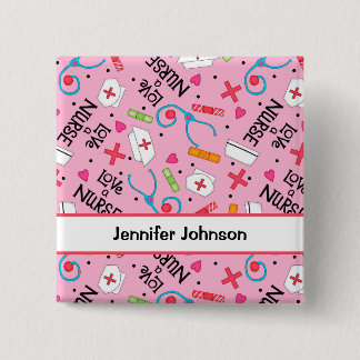 Badge Carré 5 Cm Aimez un insigne de Pin personnalisé par nom de