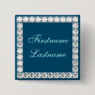 Badge Carré 5 Cm Ajouter un bleu diamant personnalisable par nom