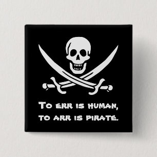 Badge Carré 5 Cm Ajouter un bouton de message pirate