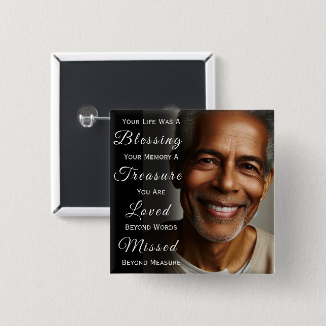 Badge Carré 5 Cm Ajouter un mémorial photo (Devant & derrière)