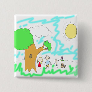 Badge Carré 5 Cm Ajoutez votre oeuvre pour enfants à cette oeuvre