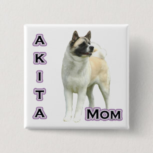 Badge Carré 5 Cm Akita Mom 4 - Bouton