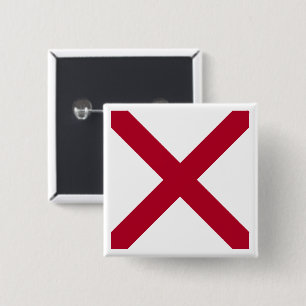 Badge Carré 5 Cm Alabama : drapeau de la Croix cramoisie de Saint-A