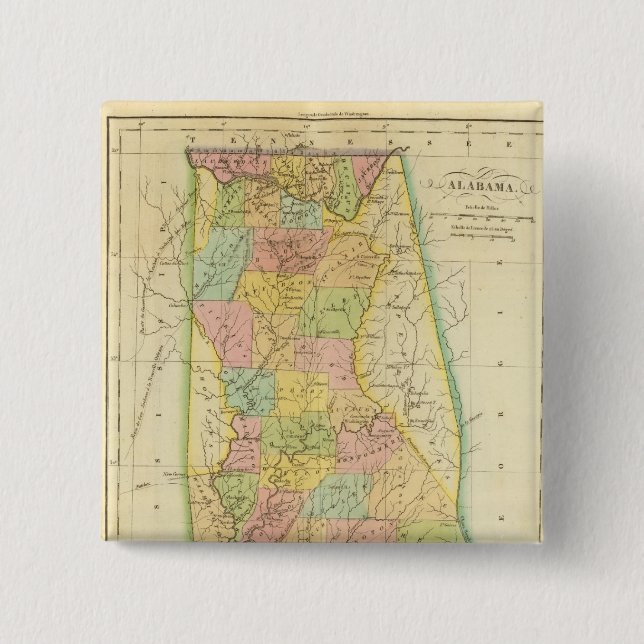 Badge Carré 5 Cm Alabama US (Devant)