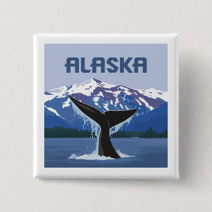 Badge Carré 5 Cm Alaska   Baleine