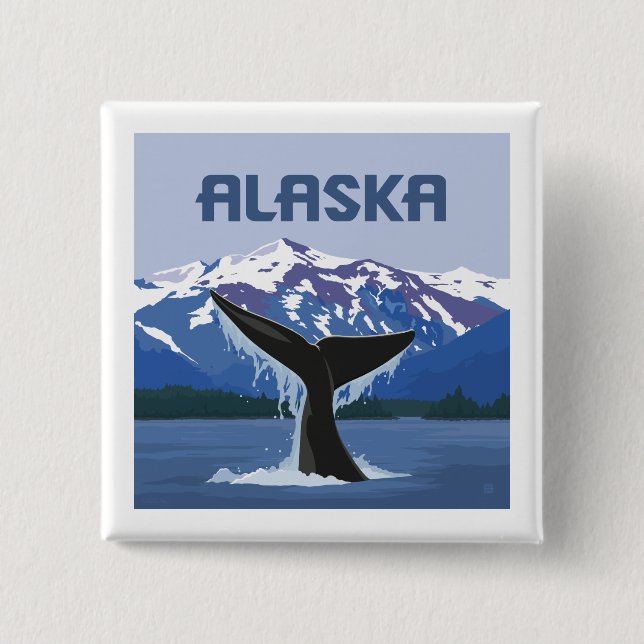Badge Carré 5 Cm Alaska | Baleine (Devant)