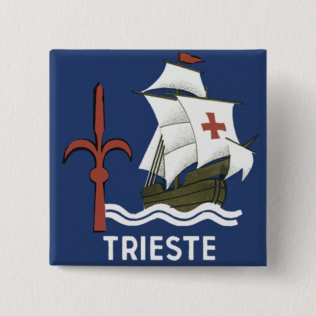 Badge Carré 5 Cm Albergo Columbia Gênes ~ Trieste (Devant)
