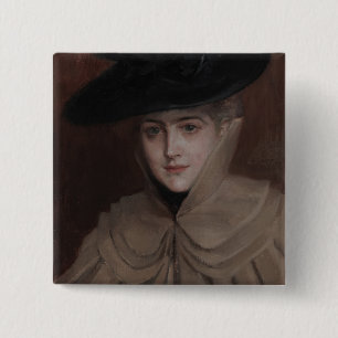 Badge Carré 5 Cm Albert Edelfeel - Portrait d'une jeune femme