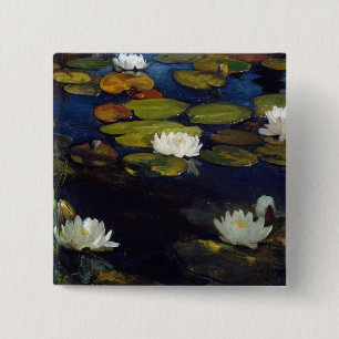 Badge Carré 5 Cm Albert Edelfelt - Water Lilies, Study